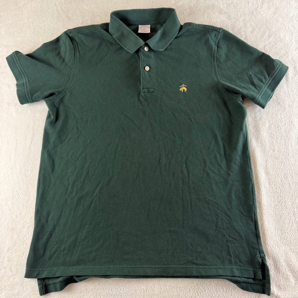 Brooks Brothers Performance Polo Shirt Mens Medium Green Original Fit Cotton